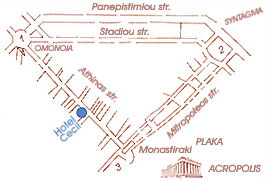cecil hotel location, map of athens, greece