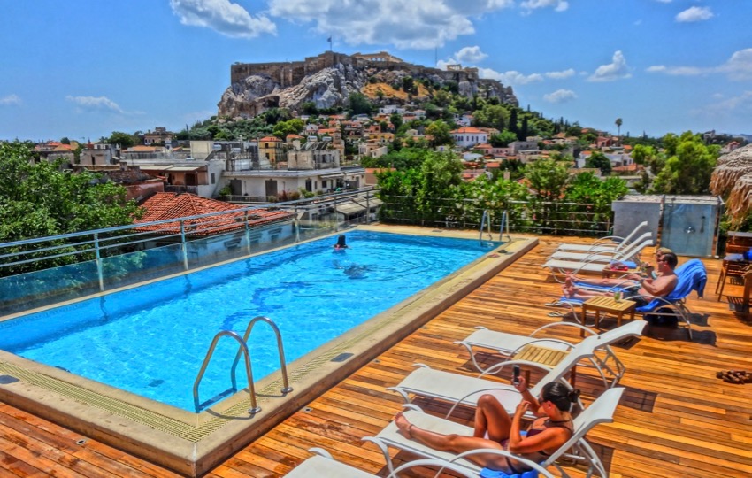 Electra Palace Hotel pool with Acropolis view