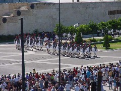 View of the evzones from the Hotel Grande bretagne, Athens, Greece