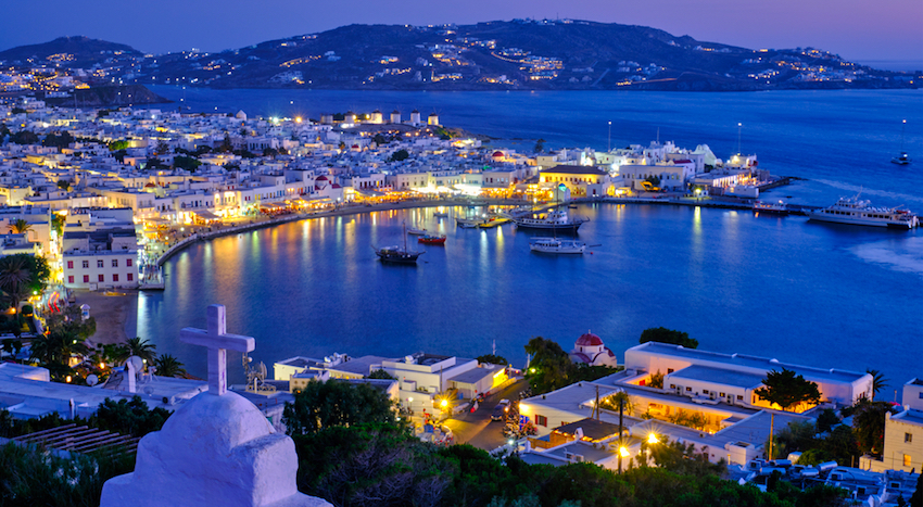 Mykonos at night