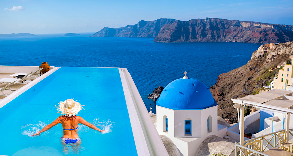 Santorini hotel with pool