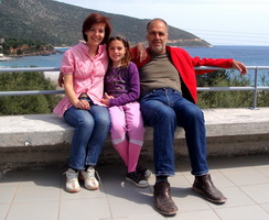Esther, Yiannis and Korilea Rovatsos of the Kyfanta hotel, Kyparissi, Greece